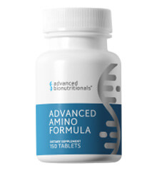 Advanced Amino Formula bottle, manufactured by Advanced Bionutritionals